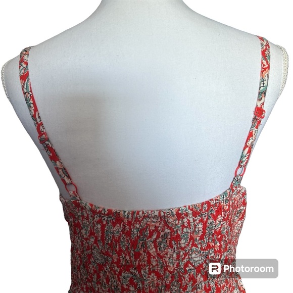 NWT Old Navy Maxi Dress, Orange with Seafoam Green and White pattern, size Large - Picture 5 of 9